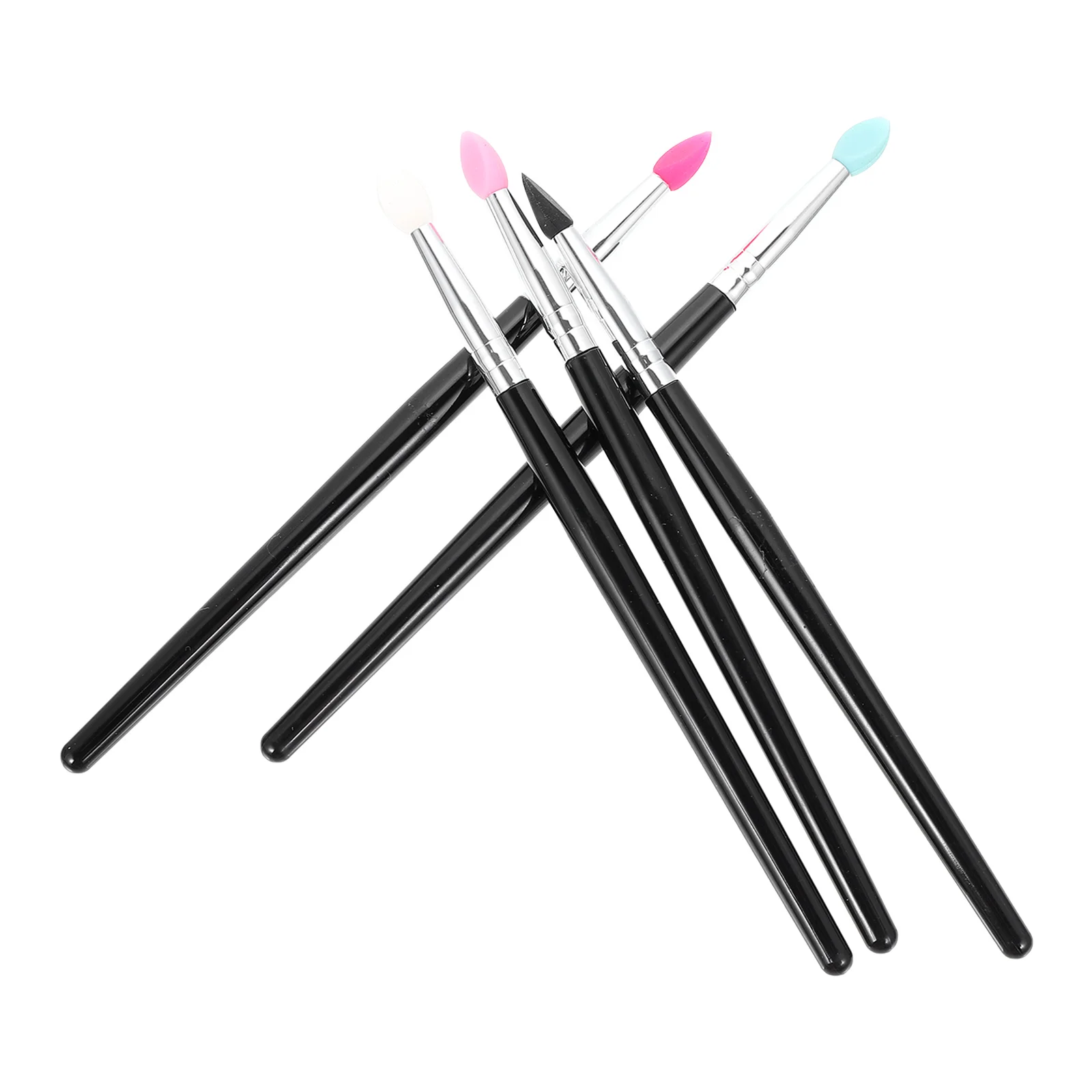 5 uds pincel de sombra de ojos aplicador de cabeza de silicona pequeño para máscara de labios crema accesorio de maquillaje mango largo agarre cómodo