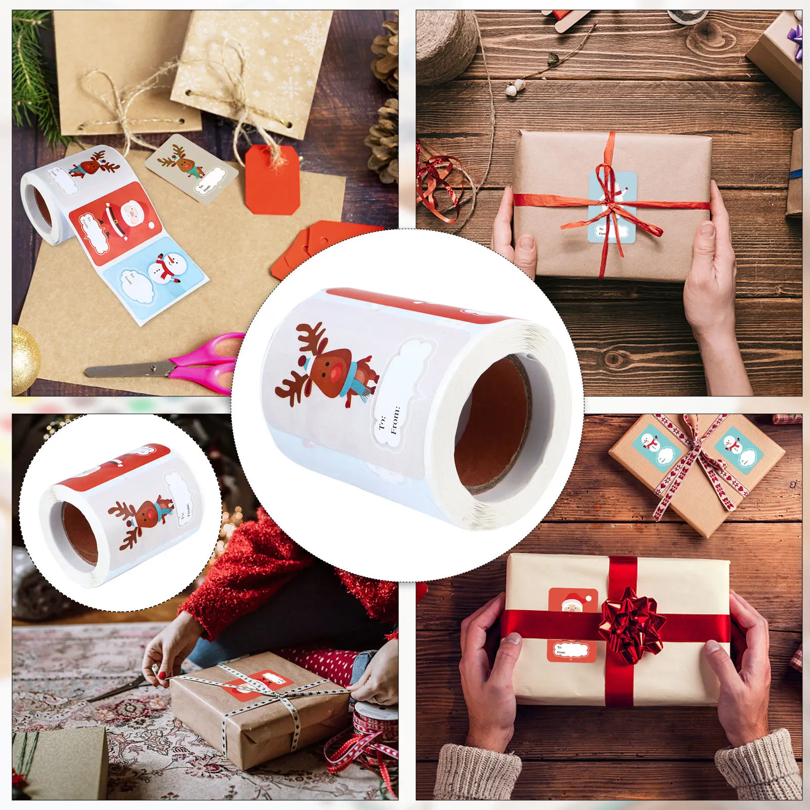 علامات هدايا العيد، ملصقات عيد الميلاد، أنماط متنوعة ذاتية اللصق لبطاقات المعايدة DIY، ملصق هدايا لسكرابوكينغ