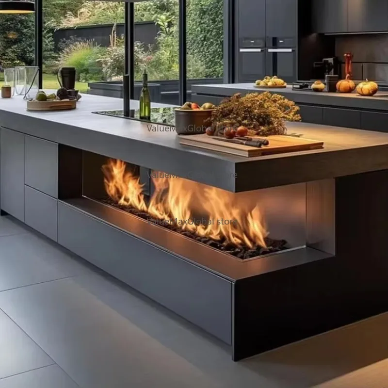 Modern 39-Inch Electric Fireplace with 3D Steam Effect WiFi App Remote Control Steel Insert for Indoor Villa Use Designer Style