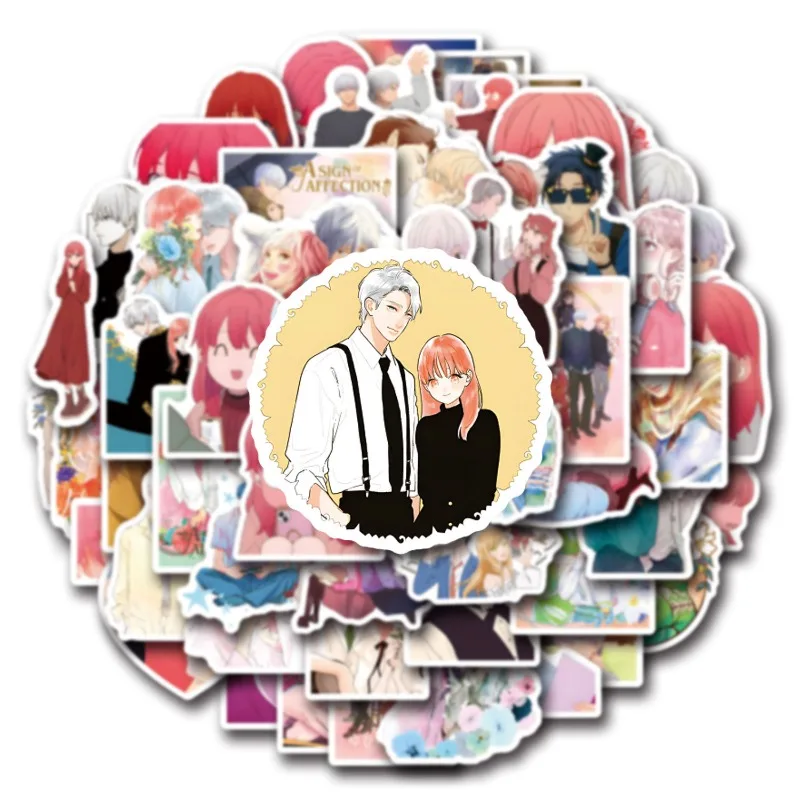 55 peças personalidade dos desenhos animados um sinal de afecção adesivos decorativos de graffiti criativos