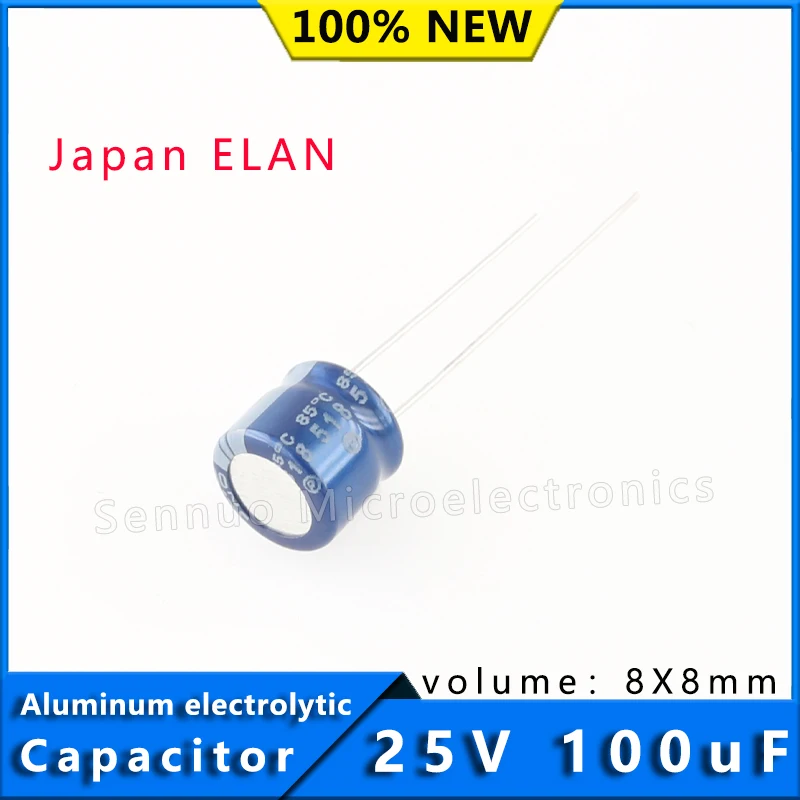 5 peças 100uf 25v novo capacitor japonês elna lanpao 25v 100uf 8x8mm amplificador de potência de áudio filtro capacitor eletrolítico