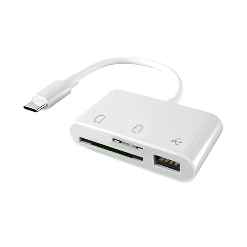 Lightning TypeC to SD & TF Card USB Camera Adapter for iPhone iPad, 3 in 1 Card Reader USB Dongle for USB Flash Plug & Play