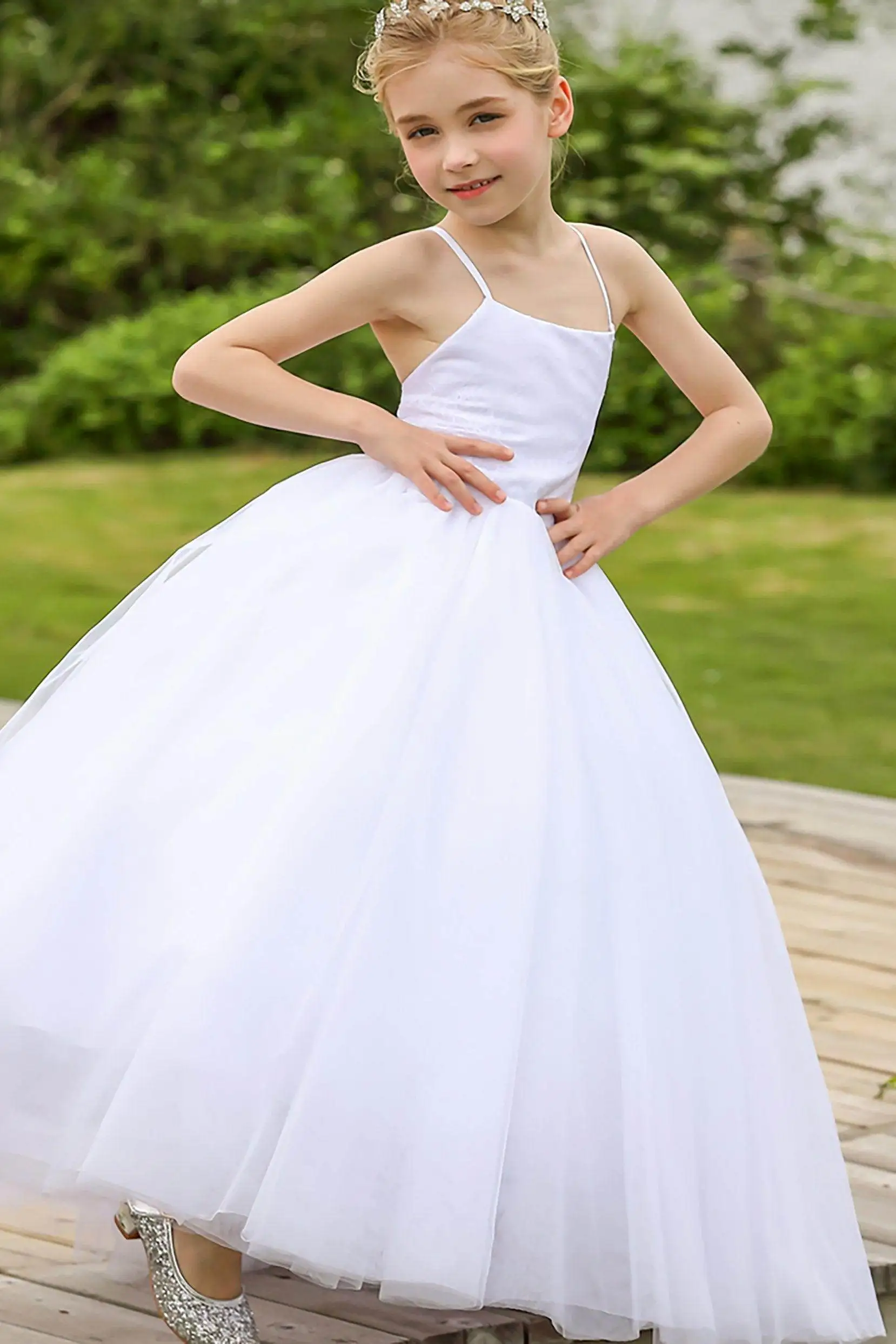 POD Customised Wedding Flower Girl Dress Lace Princess Children's Tutu Skirt Birthday Party Performance vestidos de fiesta