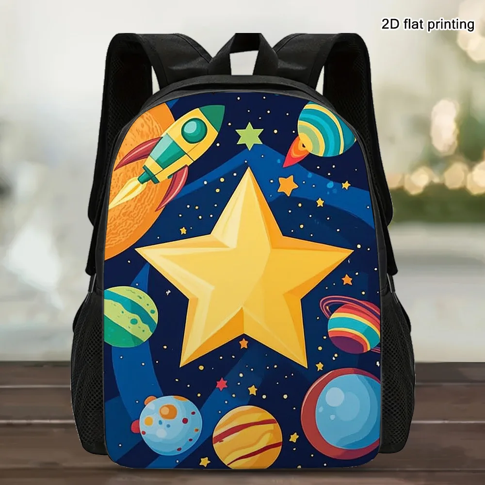 

1Pc space-themed backpack - large capacity, lightweight, adjustable shoulder strap,zip-closure,durable polyester lining for work