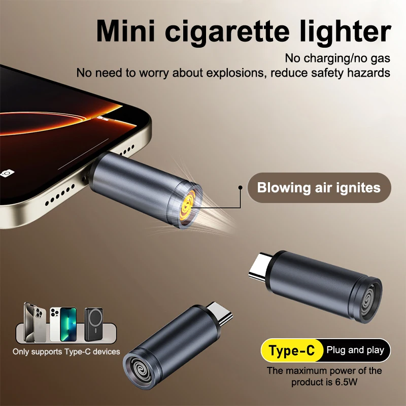Type C Mini Blow-to-Ignite Auto Shut-Off For Air Travel Outdoor No Battery No Flame Portable Safety Adapter - Image 3