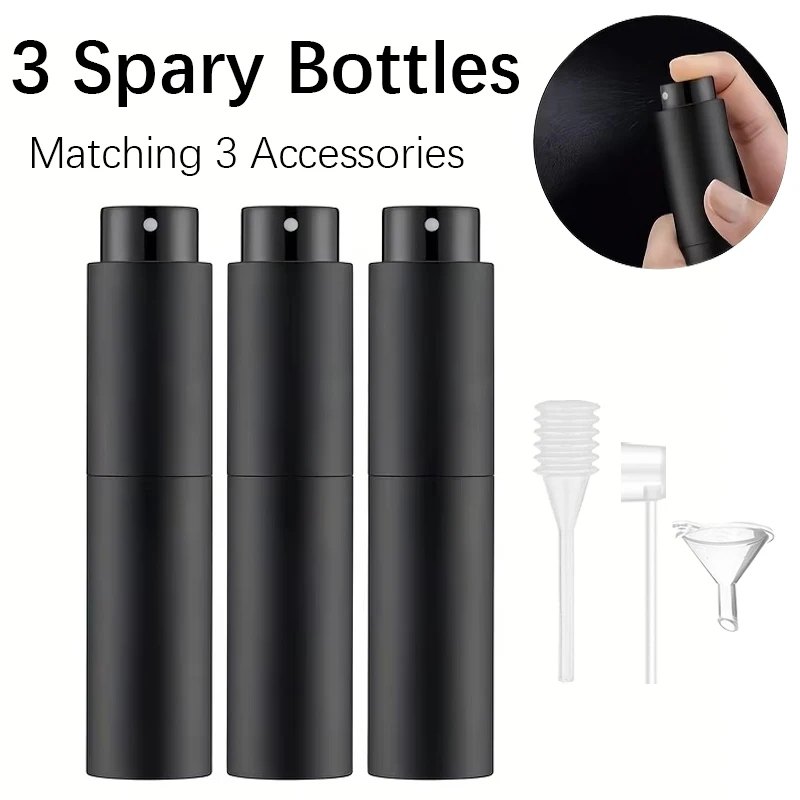 3 Travel 10ml Perfume Spray Bottle Sets, Refillable Cologne Containers, Empty Spray Dispensers