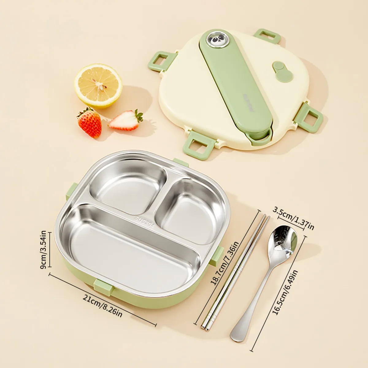 3/4 Vakken Draagbare Vierkante Lunchbox Met Bestek Capybara 304 RVS Gedeelde Lunchbox Voor Kinderen Studenten Verwarmbaar