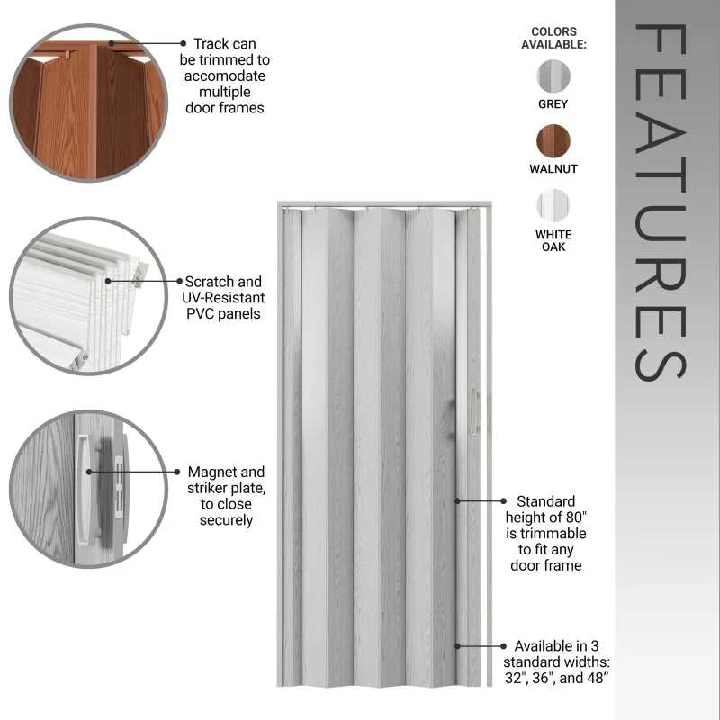 Accordeon Bereik toepassingen Toepassingen inclusief beschikbaar Standaard Slaapkamers Sluiting Deur Standaard 32W PVC Folda