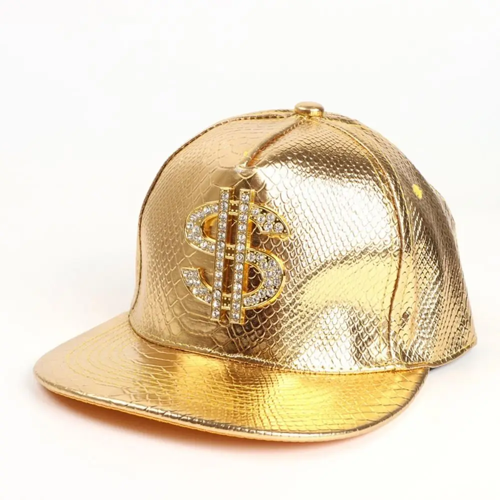 

Unisex Dollar Style Baseball Caps Fashion Flat Brim Hip-hop Hats Crocodiles Pattern PU Leather Snapback Hats for Male Female