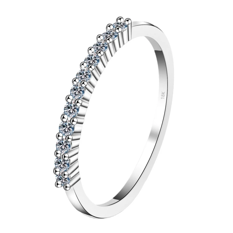 Lady Fine Jewelry Daughter 18K White Gold Rings Women Wedding Band 0.16CT Moissanite Diamond Valentine's Day Girl Birthday Gift