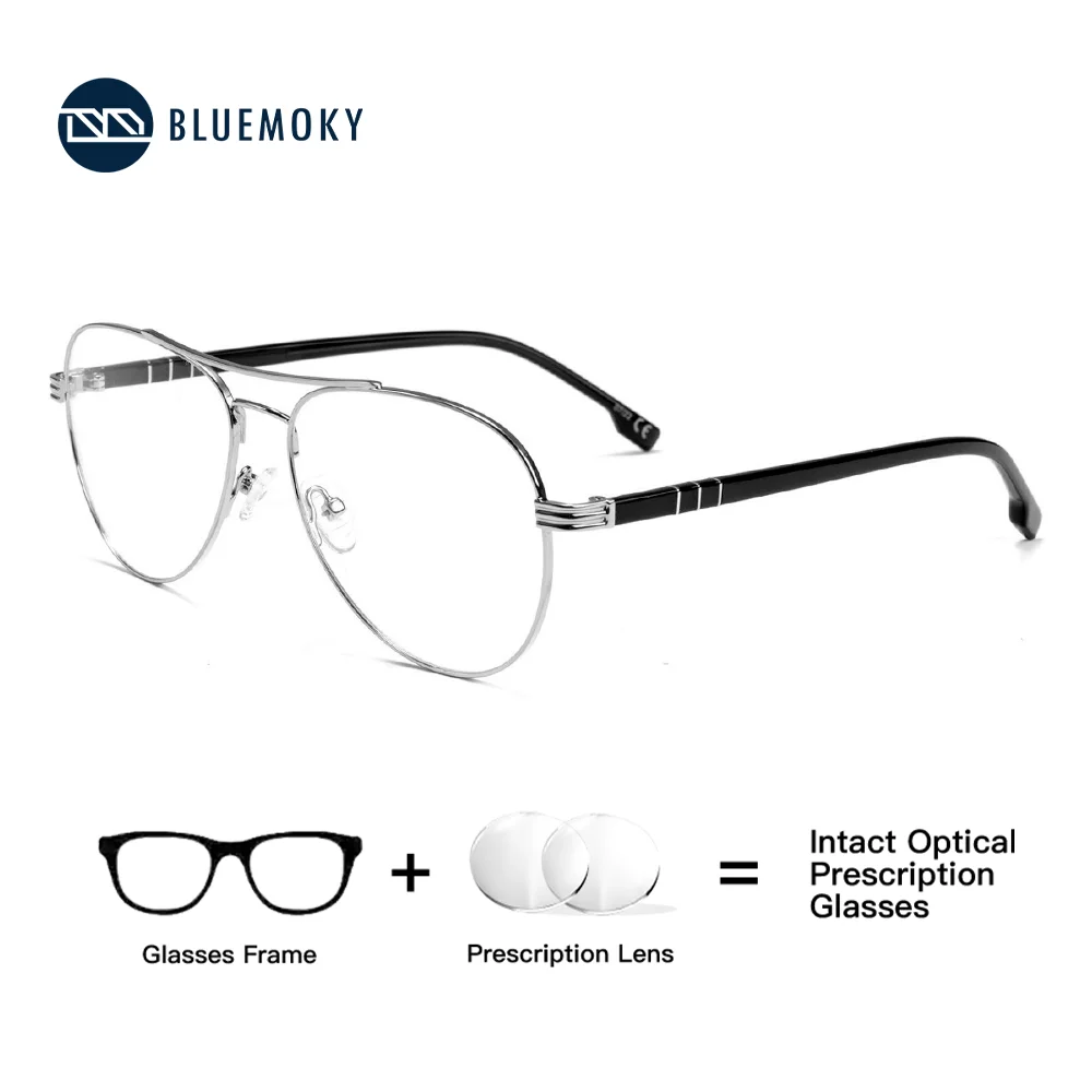 BLUEMOKY Modish Metal Aviator Myopia Prescription Glasses For Men Pilot Photochromic Optical Eyeglasses Progressive Eyewear