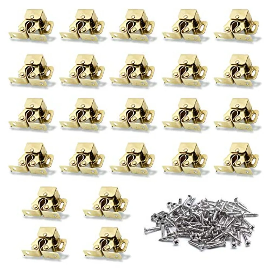 

24 Pack Double Roller Catch Cabinet Latches with Spear Strike for Cupboard Closet Door