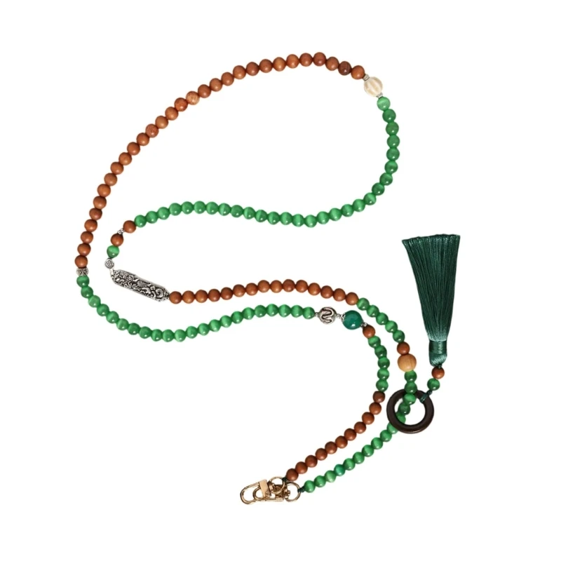 Wearable Beaded Phone Lanyard with Bead Detail and Tether Tab, Long Phone Chain Strap for Shopping and Outings E0BF