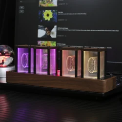 Clocteck-Reloj de tubo Nixie, dispositivo Digital RGB LED de escritorio con pantalla grande, y escritorio para dormitorio, No requiere ensamblaje, regalo Vintage