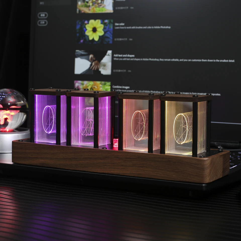 Clocteck Nixie Tube Clock Digital RGB LED Desk Large Display rgb