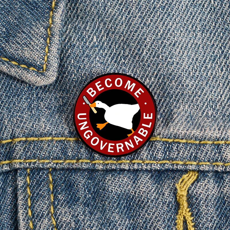 Fashion Become Ungovernable Goose Brooches Shirt Lapel tote Bag backpacks Badge Cartoon gift brooches pins for women Accessories