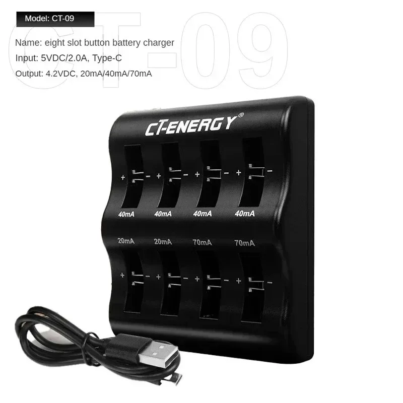 4/8 Slot Travel Portable Charger Button Cell Battery Charger for 1220 1240 1620 1632 2032 2025 2025 2016 2430 Li-Ion Coin Cell