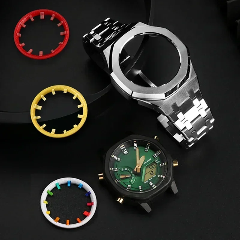 For Casioak Luminous Hour Marker GA2100 Dial Ring DIY Watch Scale Ring Index Modification Dial Shoc k GA2100 WatchAccessories