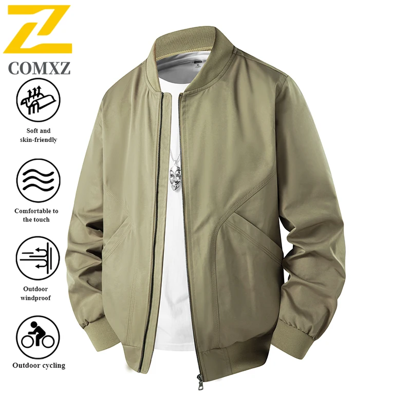 

Men's Baseball Jacket Fashion Stand Up Collar Solid Color Versatile Sports Top 2025 Spring and Autumn New Casual Men's Jacket