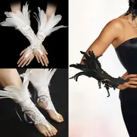 Fashion Feather Sleeve Cuffs Gloves Party Cosplay Lace Wrist Cuffs Fur Sleeve Furry Accessories Carnival Stage Show Costume 2