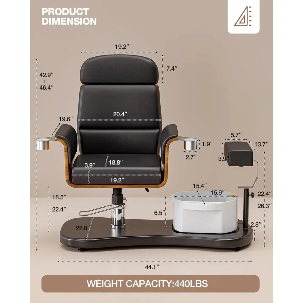 كرسي باديكير دوار 360 درجة بدون سباكة لتقنية الأظافر، محطة باديكير مع مقعد قابل للتعديل، مسند للقدمين وحمام القدمين، Pr