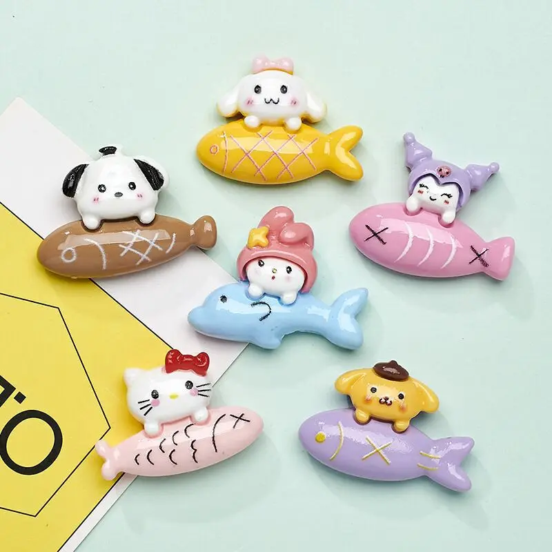 100개 귀여운 만화 산리오 멜로디 쿠로미 시리즈 레진 플랫백 스크랩북 공예 DIY 귀걸이 헤어 액세서리