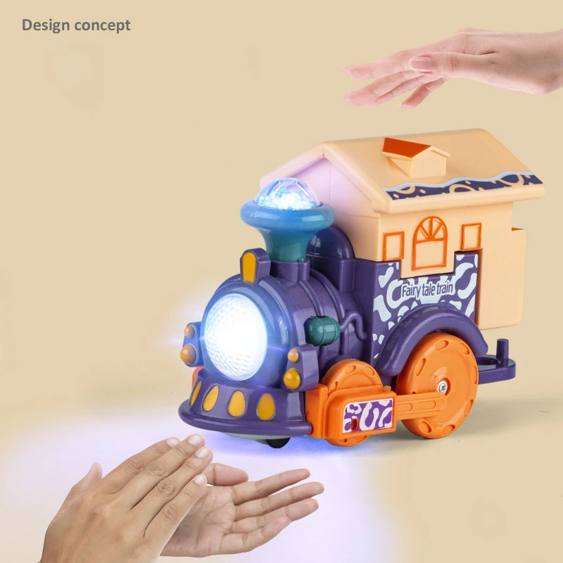 Kids Voice Control Cartoon Train Electric Induction Intelligent Train Toy With Soound And Light For Children Gift