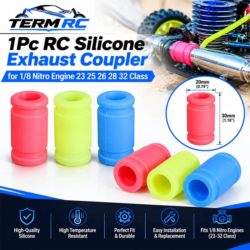 1Pc RC Silicone Exhaust Coupler for 1/8 Nitro Engine 23 25 26 28 32 Class HSP 94110 94106