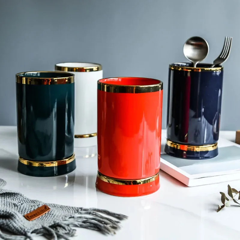 

Phnom Penh Ceramic Chopstick Holder Chopsticks Draining Rack Kitchen Supplies Cutlery Cage Chopstick Bucket Tableware Organizer