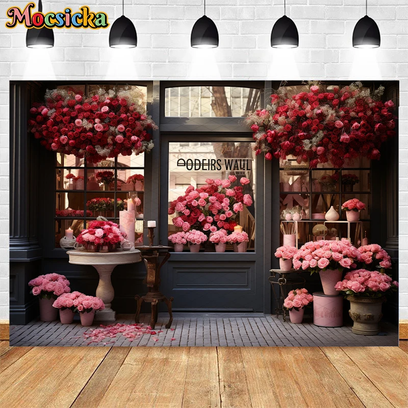 Valentine's Day Shop Photography Background Rose Flower Window Decor Props Adult Romantic Confessions Wedding Photo Backgrounds