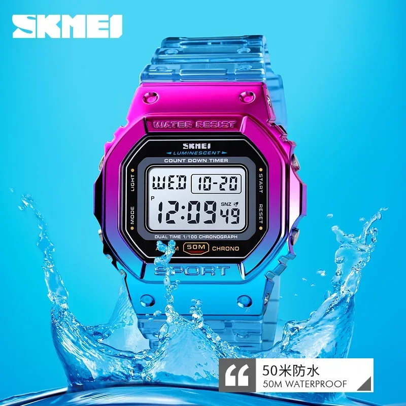 SKMEI Colorful Ladies Watch for Women Luxury Shockproof Teenager Girls Waterproof Digital Women's Wristwatches Sports Clock 1622