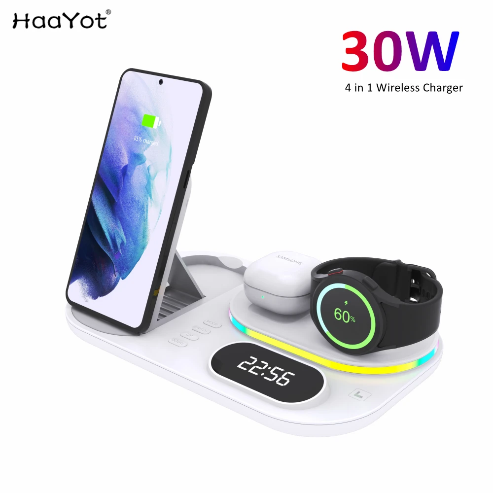 

LED Wireless Charger for Samsung 4 in 1 Fast Charging Station for Galaxy Watch Phone/Buds Galaxy S24 Ultra S23/S22/S21 Z Fold 5