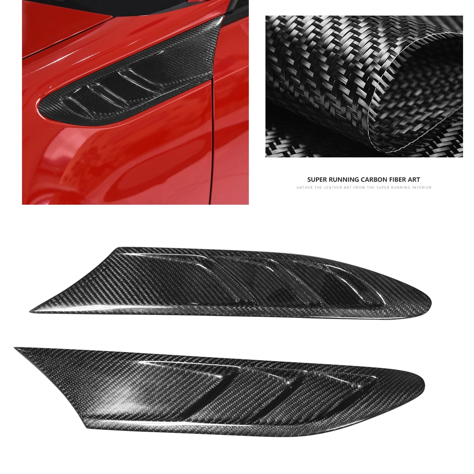 

For Subaru BRZ Toyota 86 GT Scion FR-S 2012-2020 Car Side Fender Fin Air Vent Trim Cover Carbon Fiber Splitter Canard Splitter