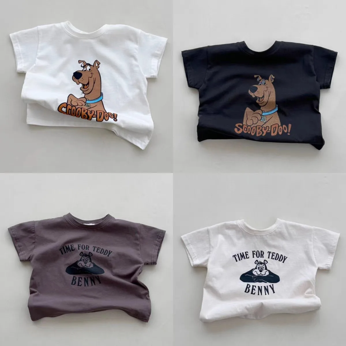

Korean Version Ins Cartoon Dog T-shirt Short Sleeved Men's and Women's Clothing Versatile Casual Top Round Neck Breathable