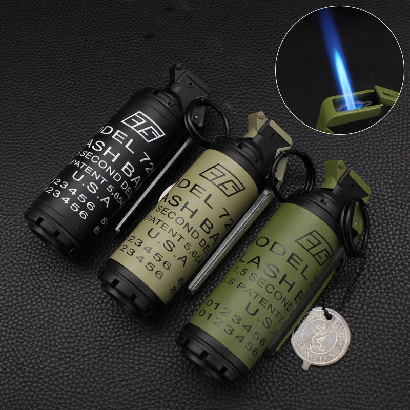 Creative Military Small Model Smoke Bomb Lighter Small Grenade Grinding Wheel Open Flame Cigarette Lighter Cigarette Accessories