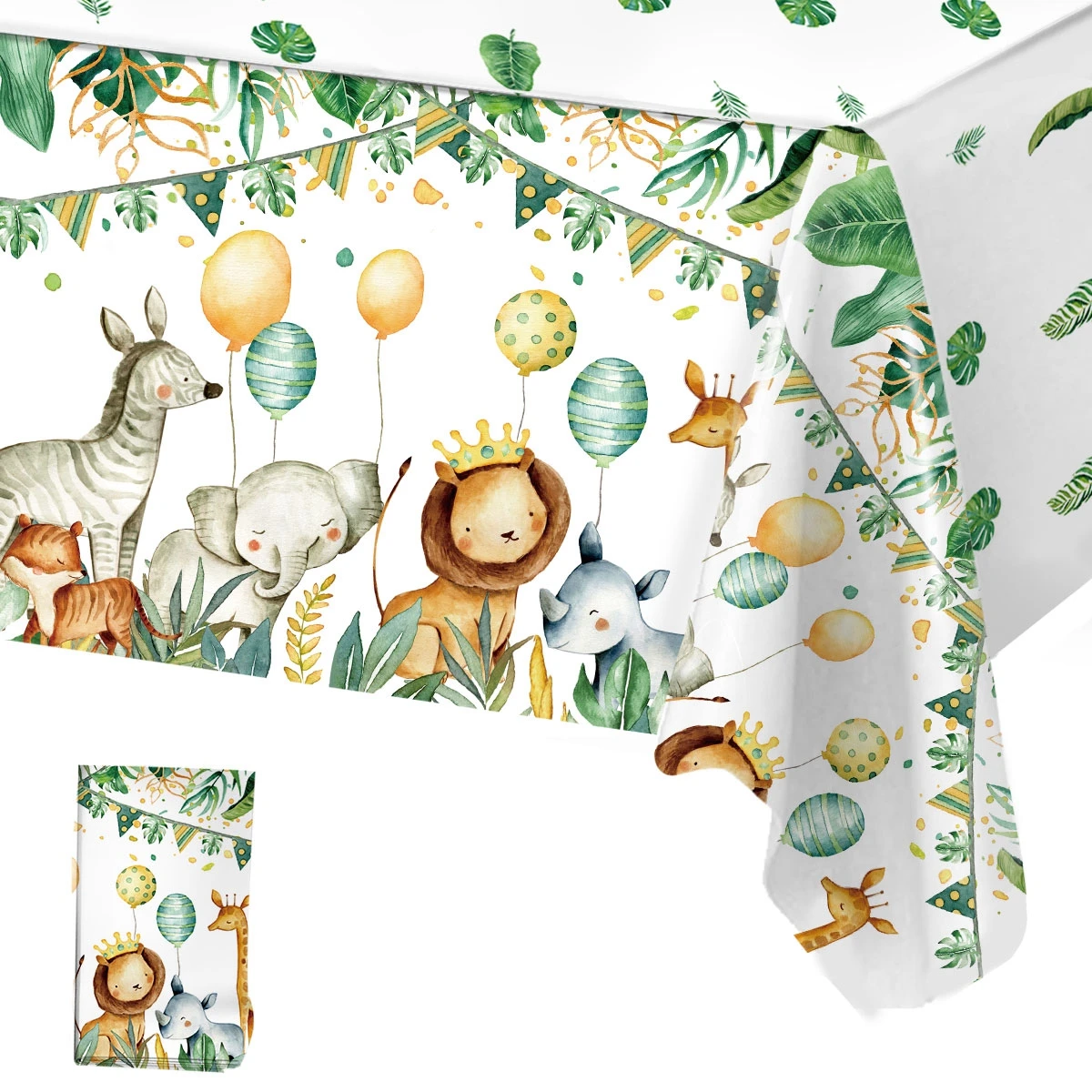 Jungle Animal Tablecloth Balloon Lion Birthday Party Decor Jungle Safari Table Cover Kids Boy Birthday Party Favors Supplies