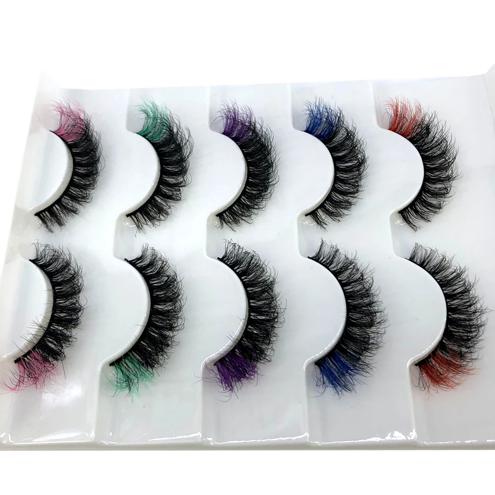 HBZGTLAD New 5 pairs of fluffy colored eyelashes wholesale dramatic natural eyelashes extended makeup false eyelashes