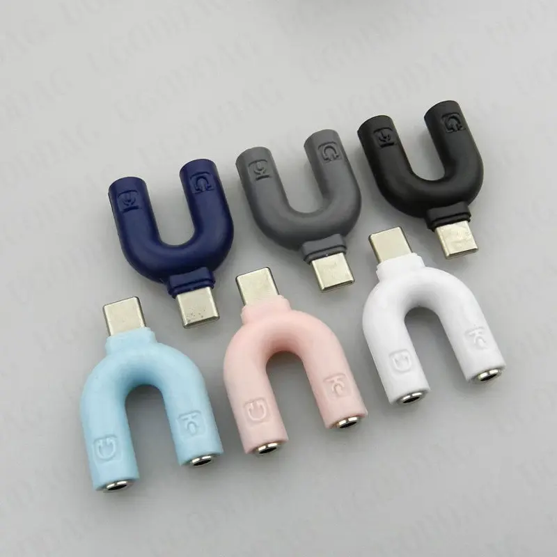 Adapter typu U podwójny typ C/3.5MM wtyczka do słuchawek Audio kabel rozdzielacz mikrofon złącze do Xiaomi Huawei MP3/4 odtwarzacz 1/2 sztuki