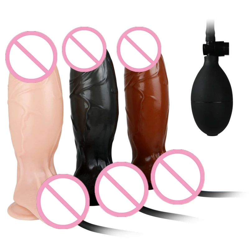 Huge Inflatable Dildo Pump Big Anal Plug No Vibrator Realistic Penis Vaginal Stimulation Adult Sex Toys Women Men Masturbator