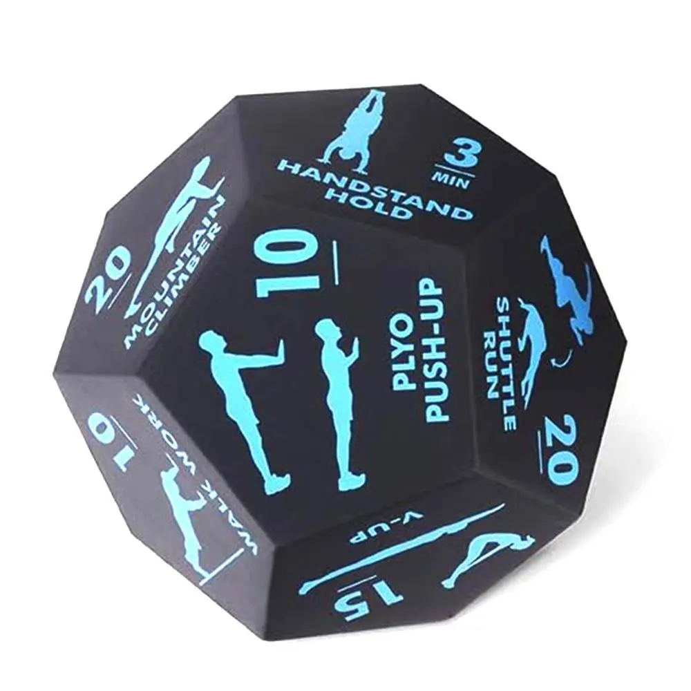 12 Sided Portable Fitness Action Choice Dice Interactive Soft Foam Exercise Toy Funny Lightweight Bodyweight Training Dice WOD