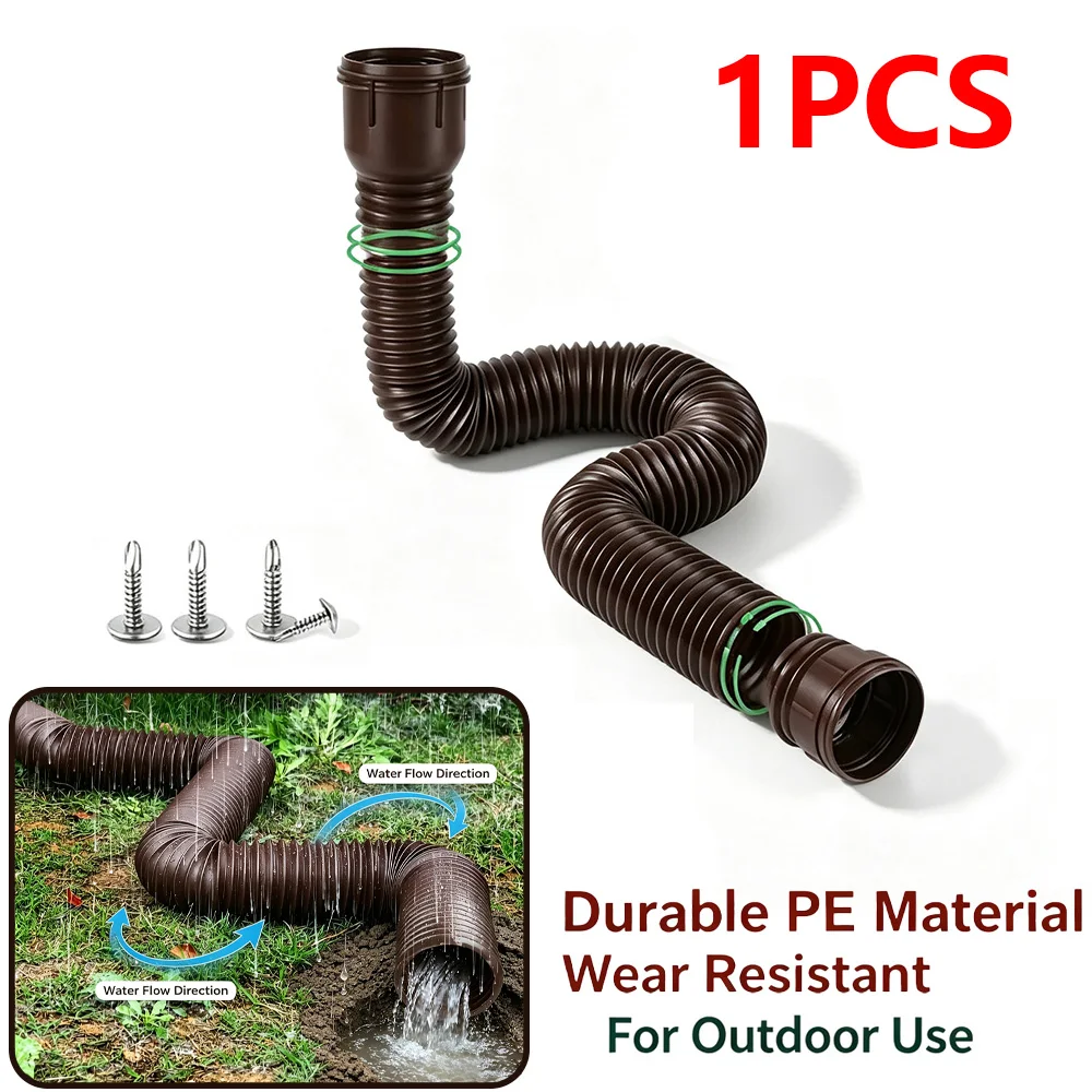 1 Pack Flexible PE Extendable Rain Gutter Downspout Extender Freeze Resistant For Outdoor Round Pipe