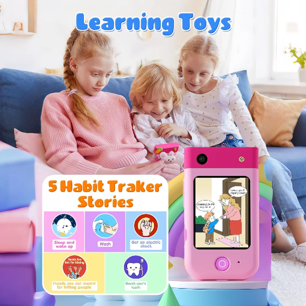 Juguete de Teléfono Inteligente para Niños, Teléfono de Juguete con Pantalla Táctil y Cámara Giratoria de 48MP, Juego Educativo y Reproductor de Música, Regalo de Navidad o Cumpleaños para Niños de 3+ Años