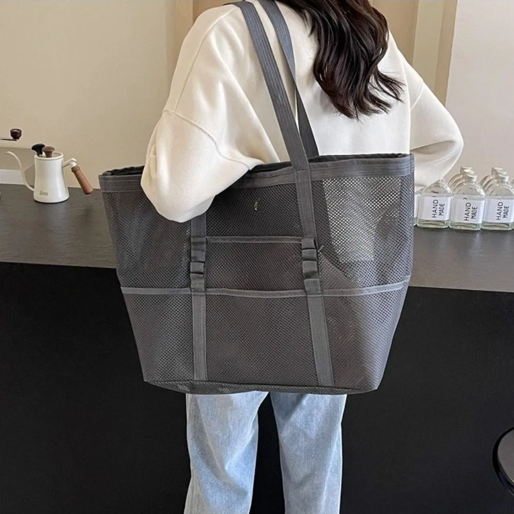 Portable Large Capacity Swimming Bag Multifunctional Hollow Makeup Storage Bag Mesh Beach Bags Women