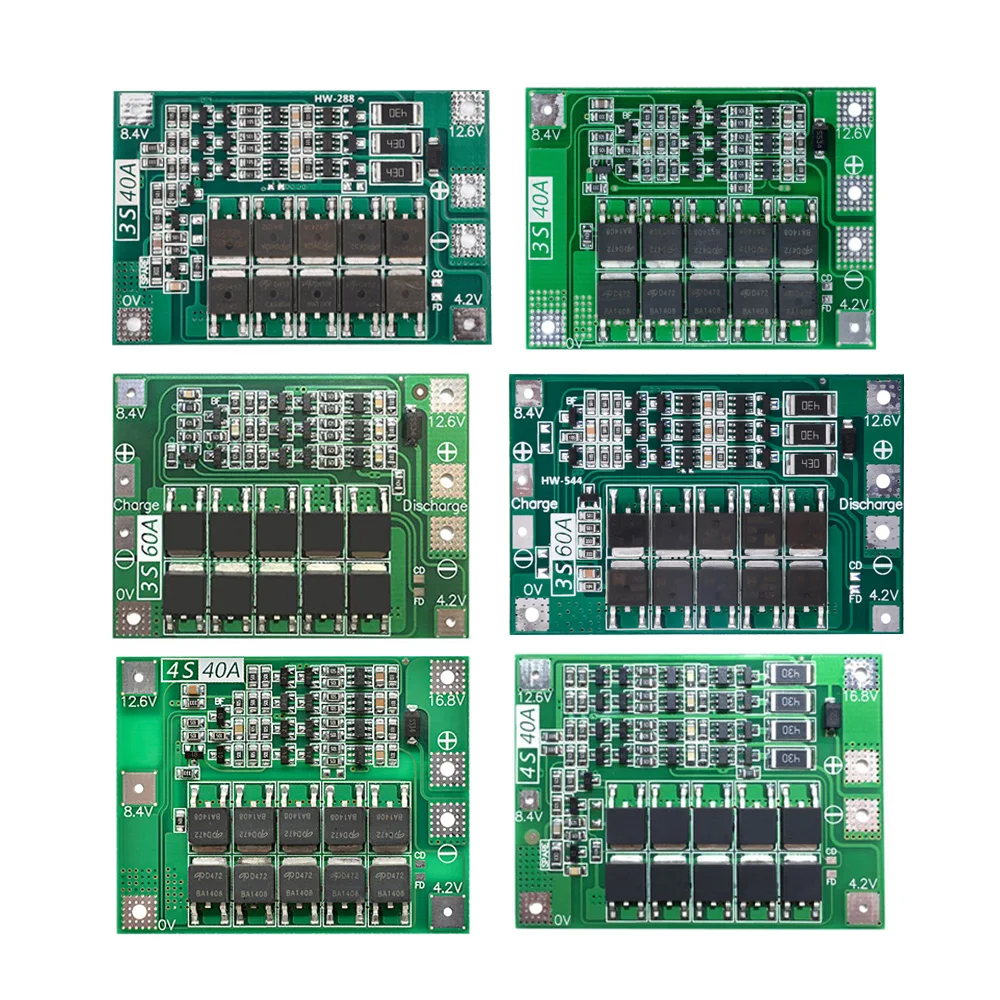 3S/4S 25A 40A 60A 12.6V 16.8V Li-ion Lithium Battery Charger Protection Board 18650 BMS For Drill Motor Enhance/Balance Version
