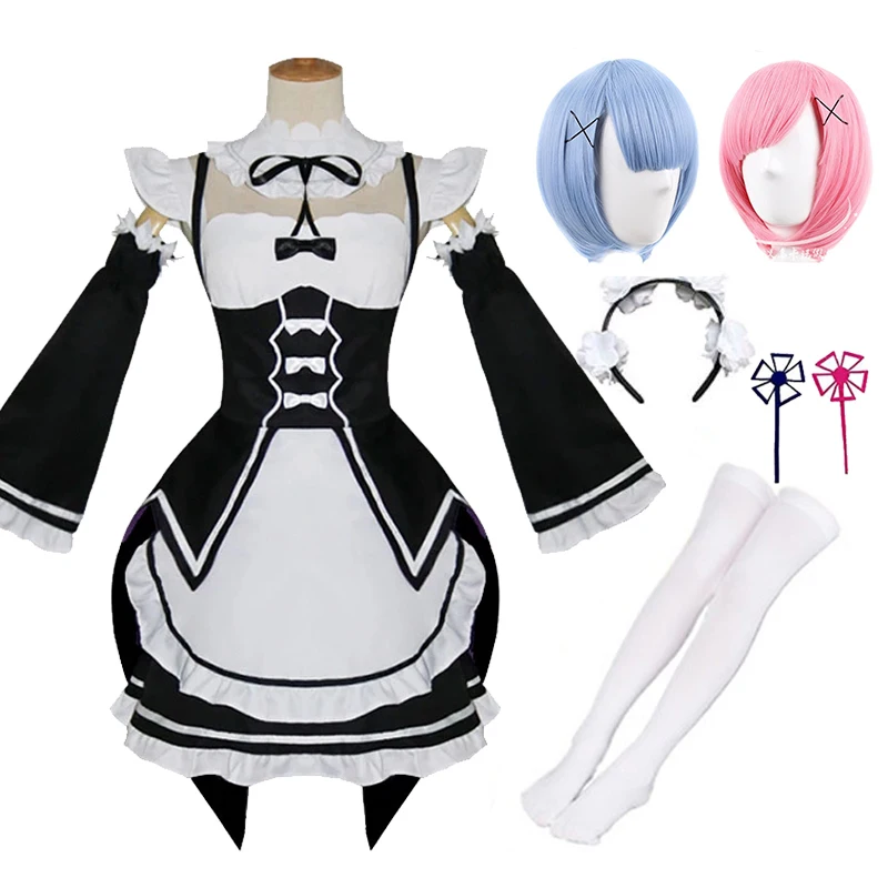 Anime Re Life In A Different World From Zero Ram/Rem Cosplay Costumes The Maid Outfit Halloween Costume Maid Servant Dress