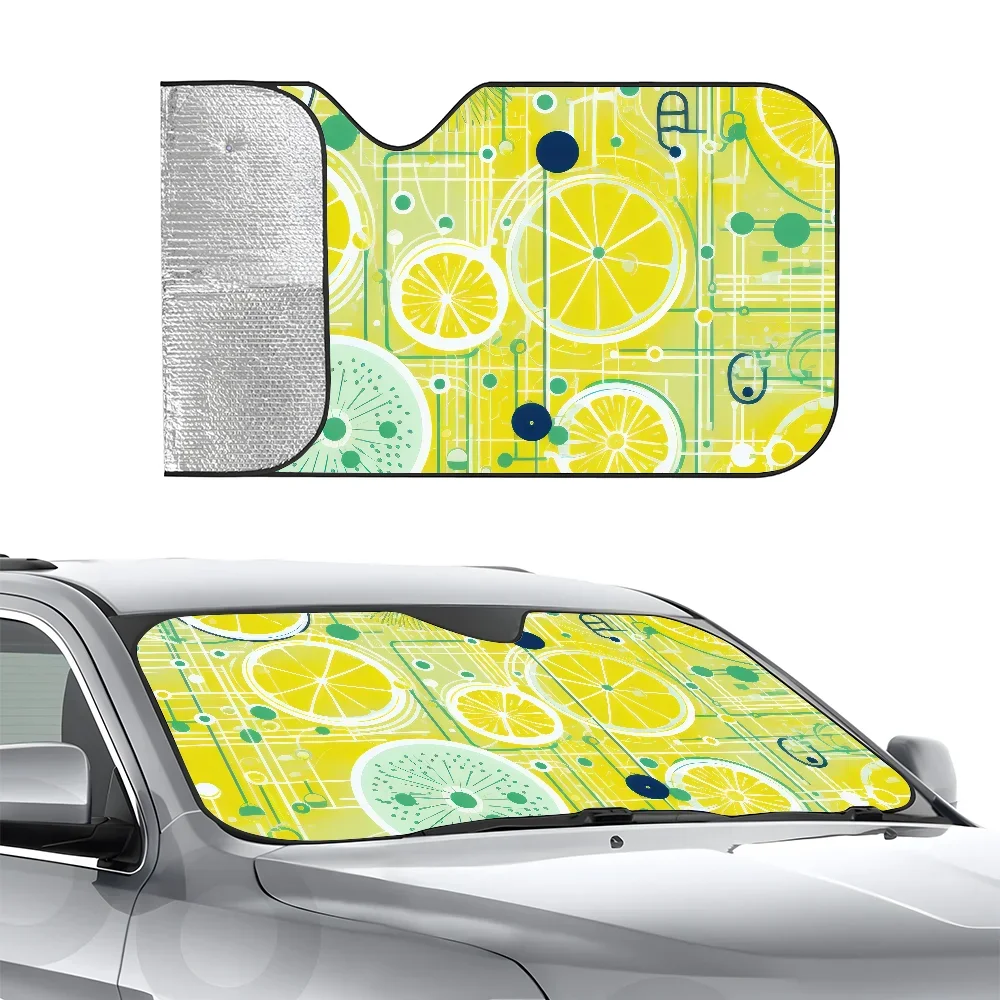 

Lemon Fruit Pattern Car SunShade Three-layer Insulation Car Front Windshield Sun Shade Suction Cup Blocks UV Rays Sun