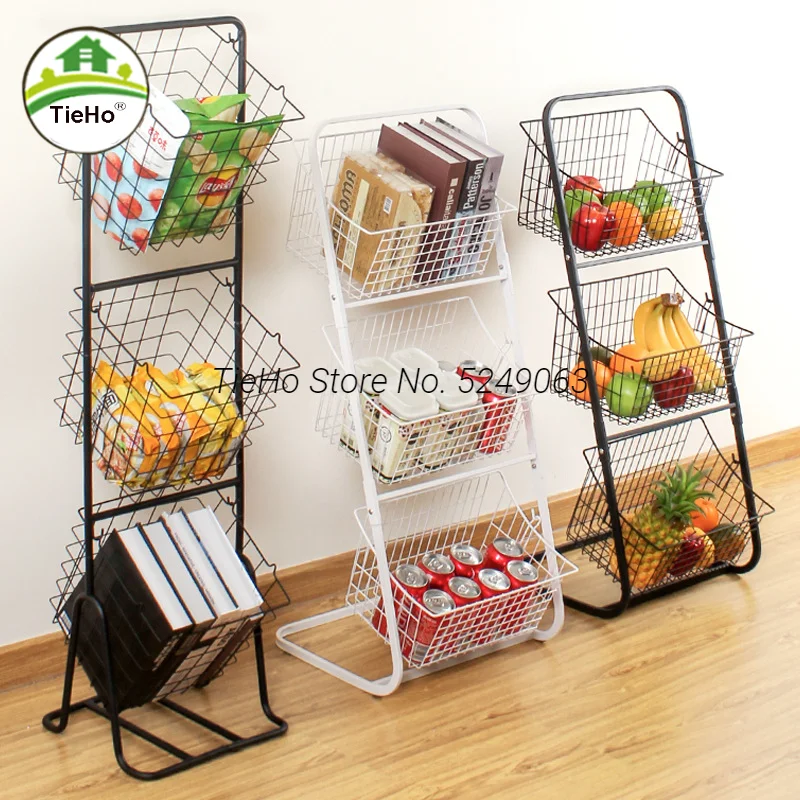 3-tier Wire Market Basket Storage Stand For Fruit Vegetables Toiletries Household Items Stylish Tiered Serving Stand Baskets