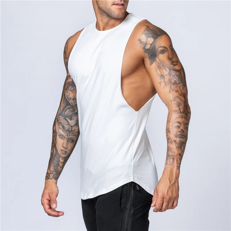 Męska odzież na siłownię letni Fitness bawełniany podkoszulek mężczyźni Jogging kulturystyka koszula bez rękawów oddychająca O-Neck Casual kamizelka umięśniona