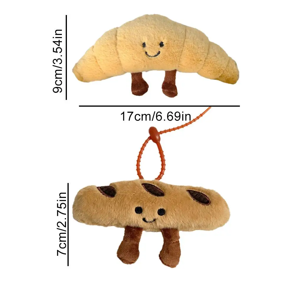 Kawaii Croissant Lang Brood Serie Pluche Sleutelhanger Leuke Hangende Rugzak Hanger Decoratie Knuffel Pop Sleutelhanger Verjaardagscadeau