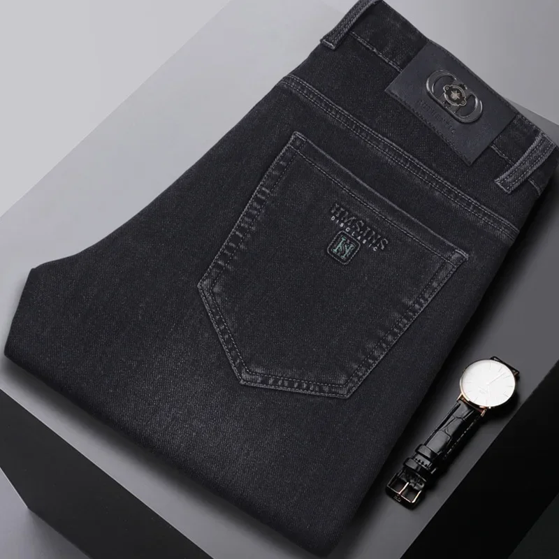 جينز رجالي جديد عالي المرونة جودة عمل نمط البث المباشر عالي الخصر قابل للتمدد مقاس كبير لارتداء غير رسمي #1